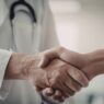 doctor shaking hands with nurse practitioner and creating referral network